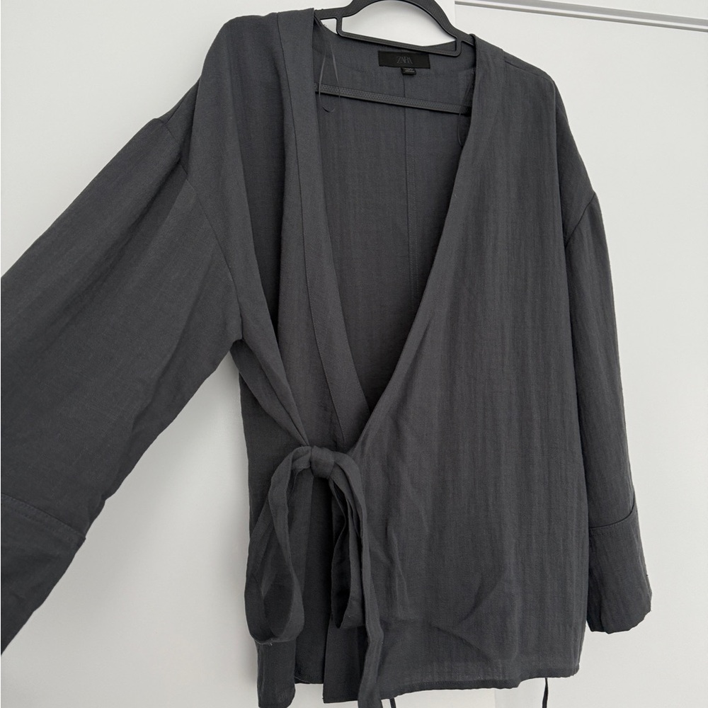 Zara Charcoal Women's Wrap Robe